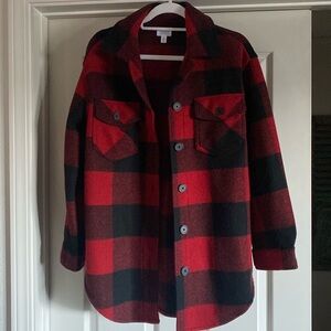 Shacket in red & black plaid